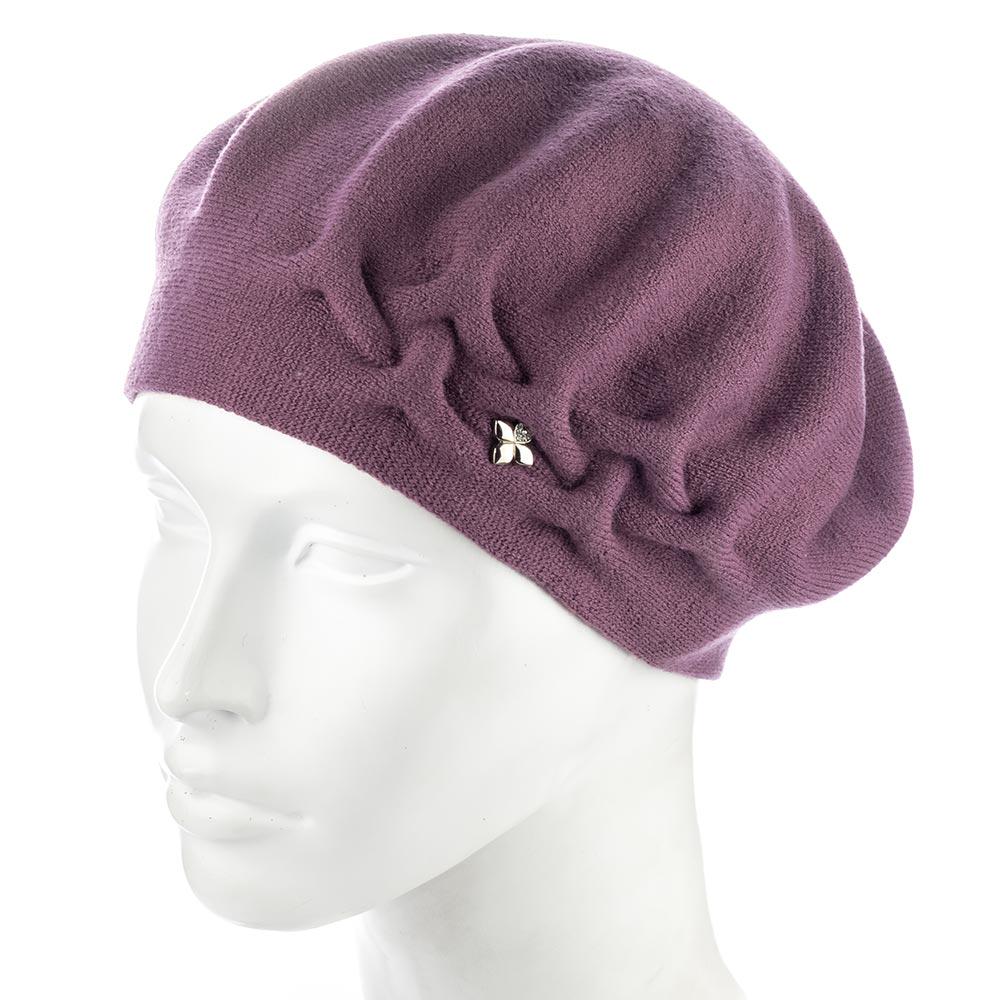 Берет двойной женский сбоку с узором Zolly ZH258 Брусника