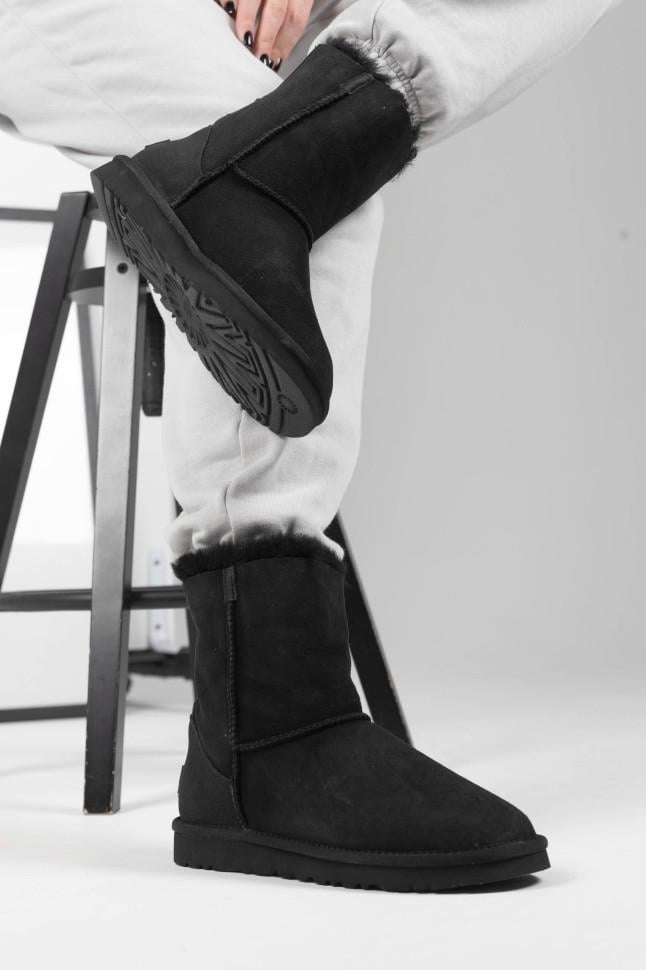 Уггі жіночі зі шкірою UGG ZIP Black р. 39 Чорний (28655)