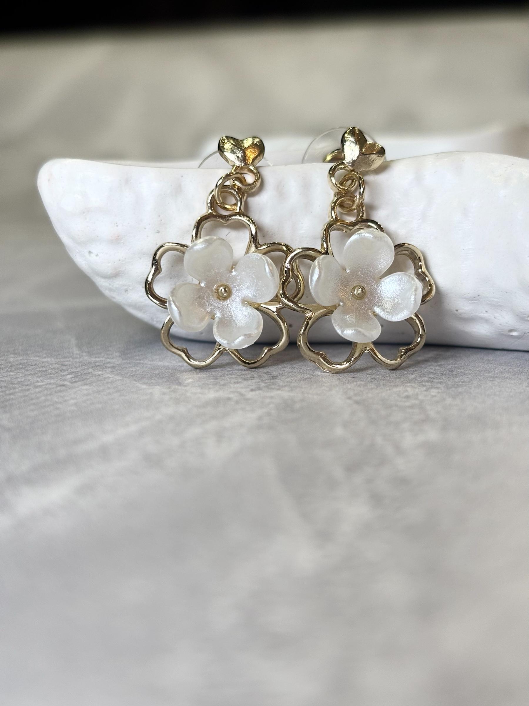 Серьги Mirshine Daisy Gold/White (22967)