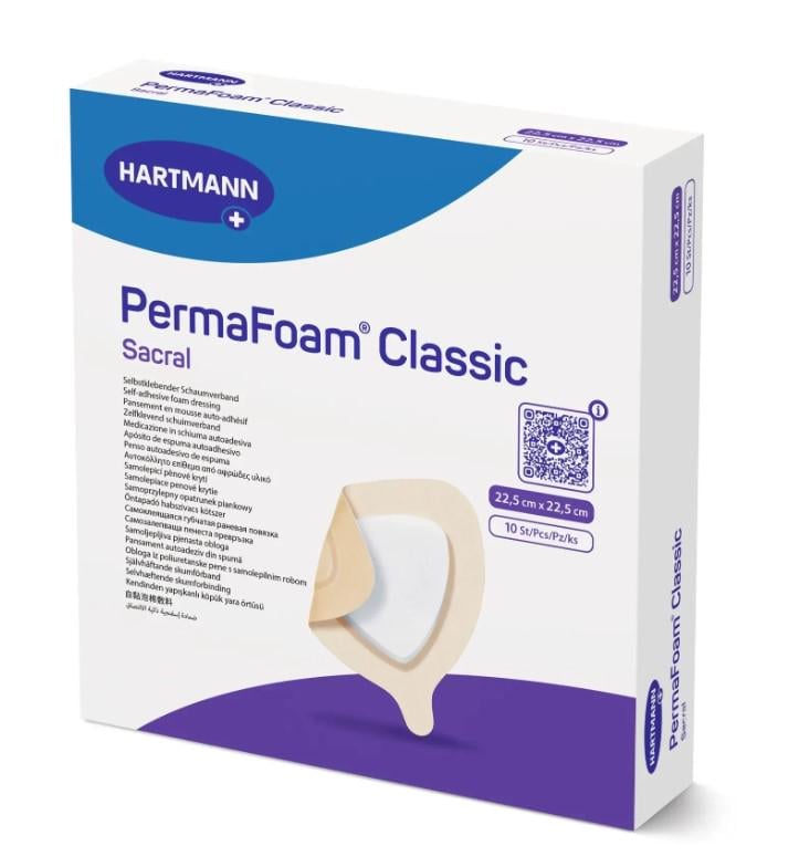 Повязка губчатая самоклеющаяся специальной формы PermaFoam Classic Sacral 22,5х22,5 см