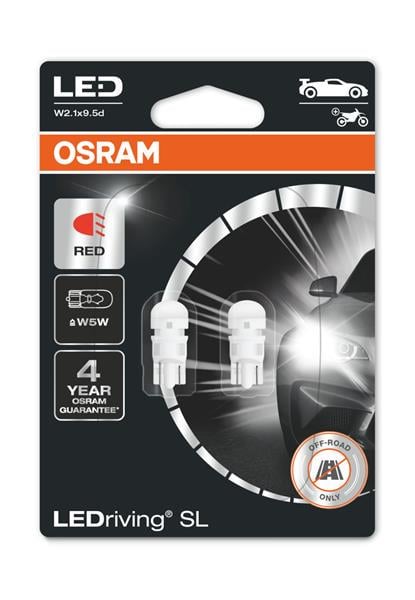 Автомобильная лампа Osram 2825DRP-02B LED W5W W2,1x9,5d 12 V 0,6 W 2 шт. Красный (10400422)
