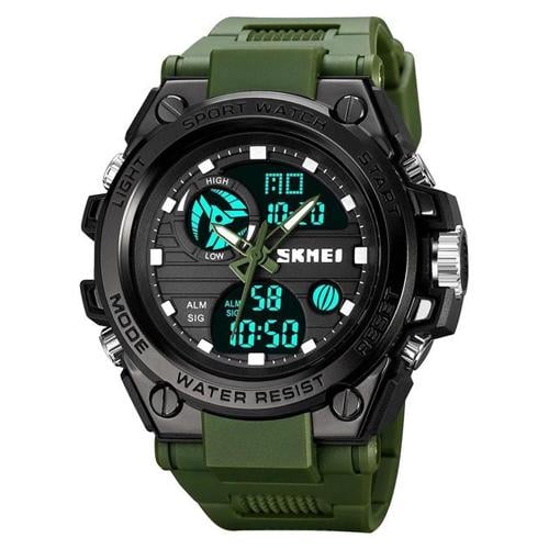 Часы наручные мужские Skmei 2031AG 50 мм с подсветкой Black/Green (13103623)