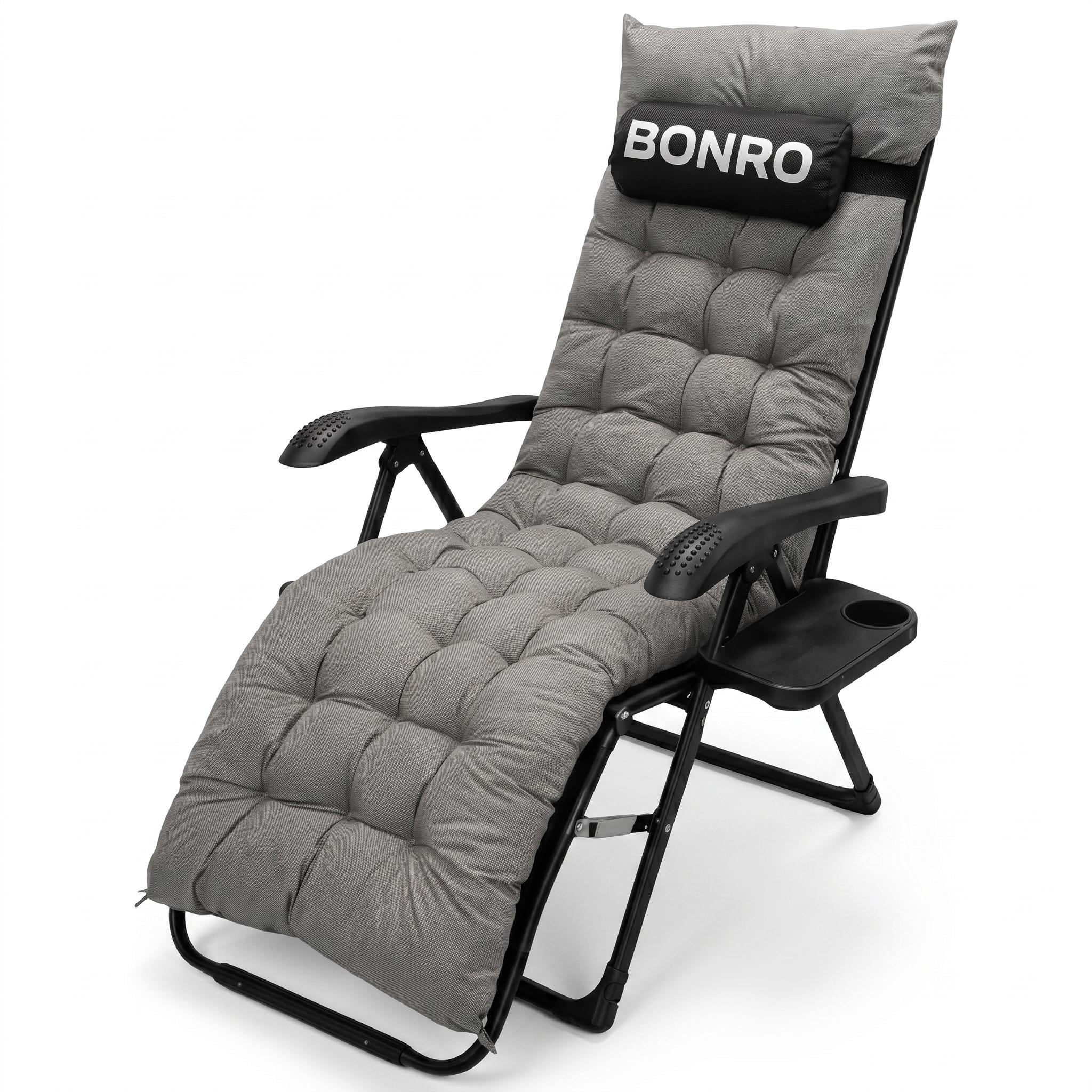 Шезлонг лежак Bonro B-06 с подушкой и подстаканником 120 кг Серый (42401195)