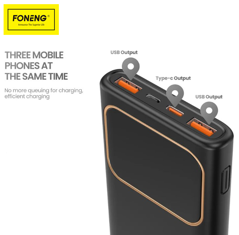 Повербанк Foneng P58 с ЖК-дисплеем 20000 mAh Черный (14492404) - фото 6