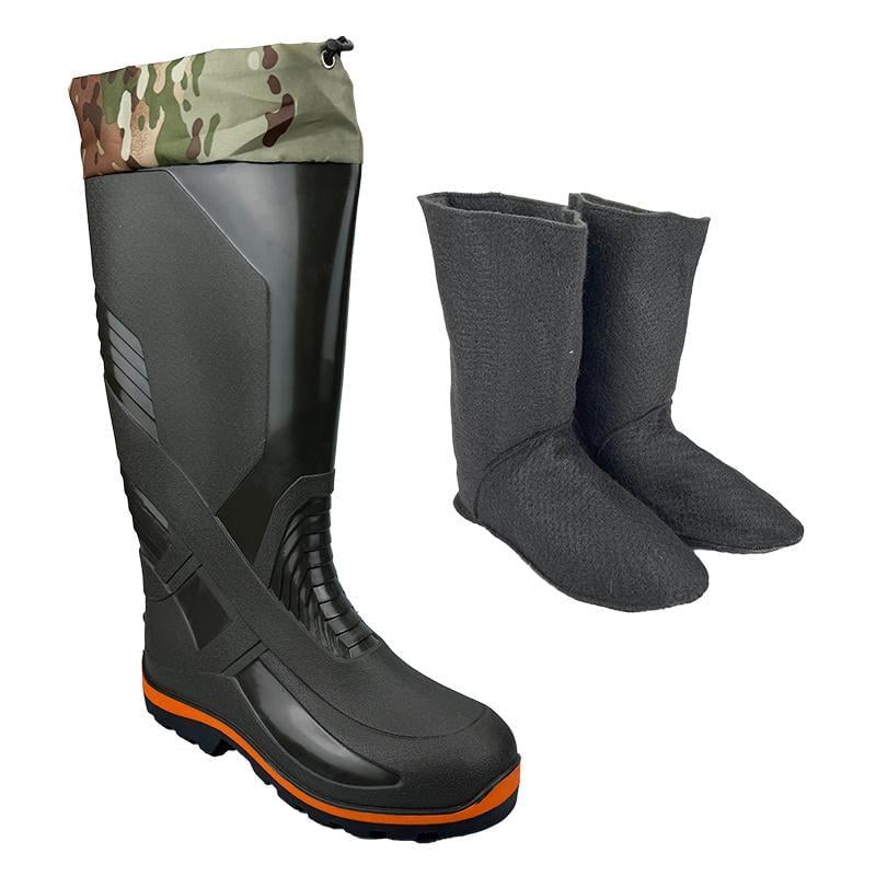 Гумові чоботи чоловічі з утеплювачем 5003-10 p. 43 27,5-28 см Темно-зелений