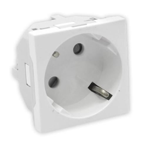 Розетка ДКС In-liner Classic із заземленням/шторками під кутом 45° 2 модуля Білий (45132SBR)