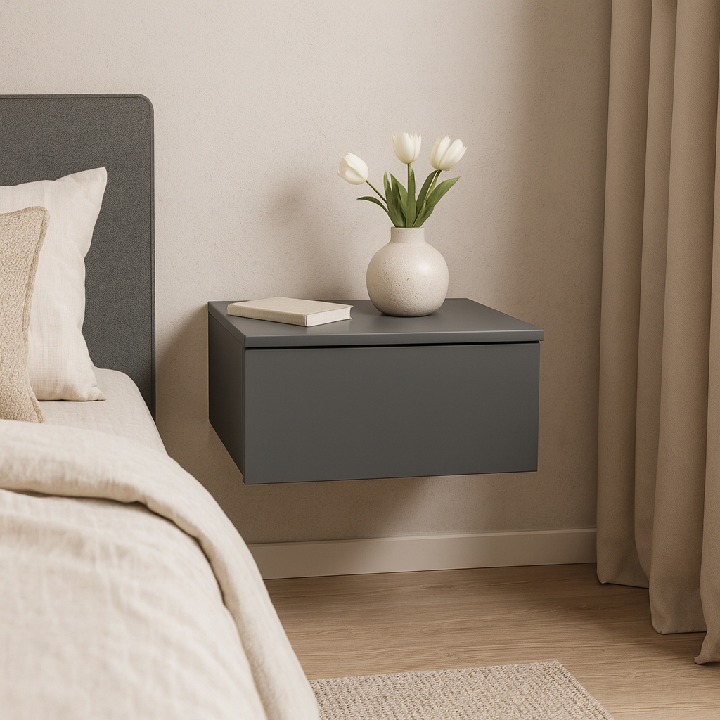 Тумба приліжкова ТП2 SENAM 180х450х310 мм ДСП Сірий Графіт - фото 1 Тумба приліжкова ТП2 SENAM 180х450х310 мм ДСП Сірий Графіт - фото 1