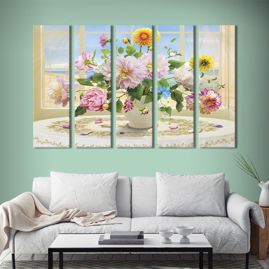 Картина на холсте Воздушные георгины 87x50 см (1009-51)