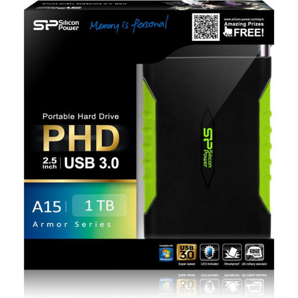 Жорсткий диск Silicon-Power USB 1000Gb Armor A15 (SP010TBPHDA15S3K) - фото 2