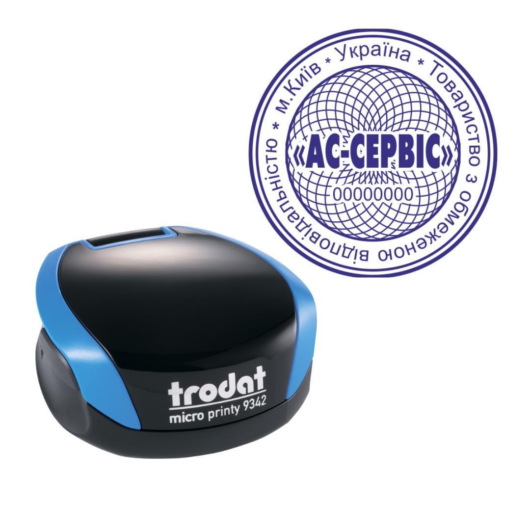 Печатка ТОВ на кишеньковому оснащенні Trodat Micro Printy 9342 d 42 мм Синій (ТОВ18/9342/BL)