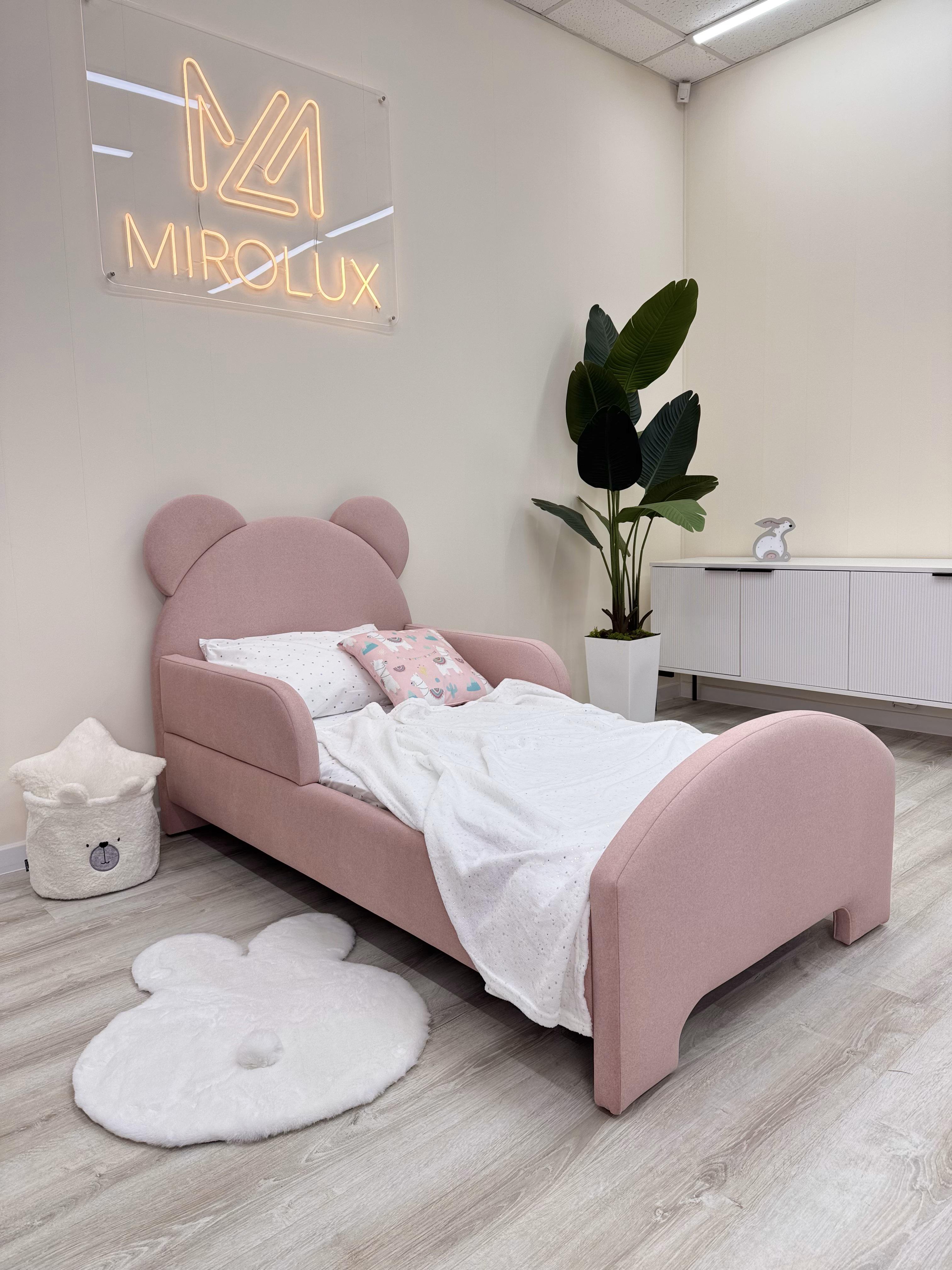 Кровать детская Mirolux Мишка 80х160 см Розовый (31300794)
