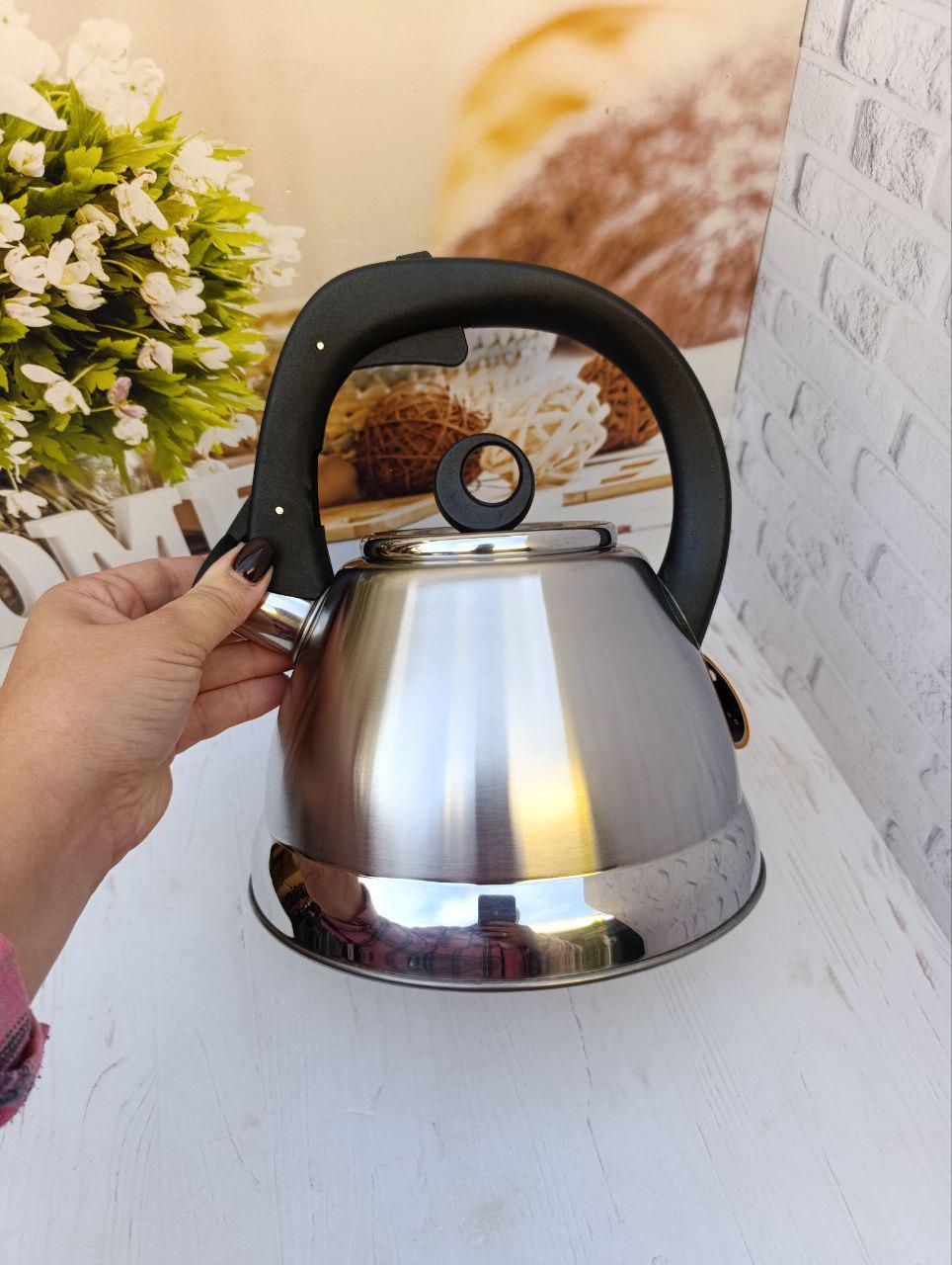 Чайник со свистком Edenberg EB-8813 из нержавеющей стали 2,5 л Стальной (EB-8813) - фото 3 Чайник со свистком Edenberg EB-8813 из нержавеющей стали 2,5 л Стальной (EB-8813) - фото 3