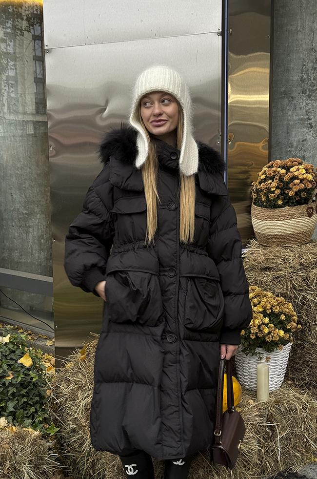 Куртка-парку LIpar 0555 подовжена зі знімним хутром р. 48 Чорний (16907342)