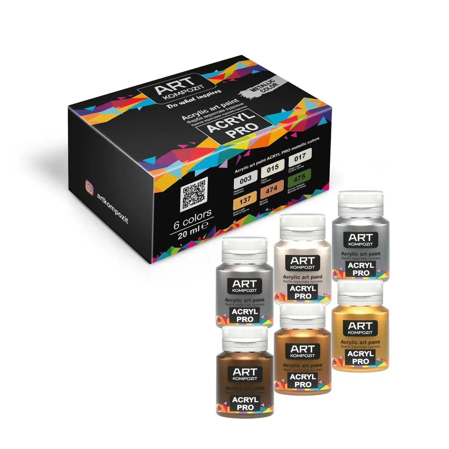 Краска акриловая художественная ART Kompozit ACRYL PRO Металлик 20 мл 6 шт. (000868) Краска акриловая художественная ART Kompozit ACRYL PRO Металлик 20 мл 6 шт. (000868)