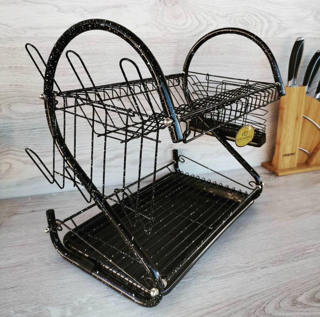 Сушарка Edenberg з нержавіючої сталі для посуду настільна Чорний (EB-2109M)