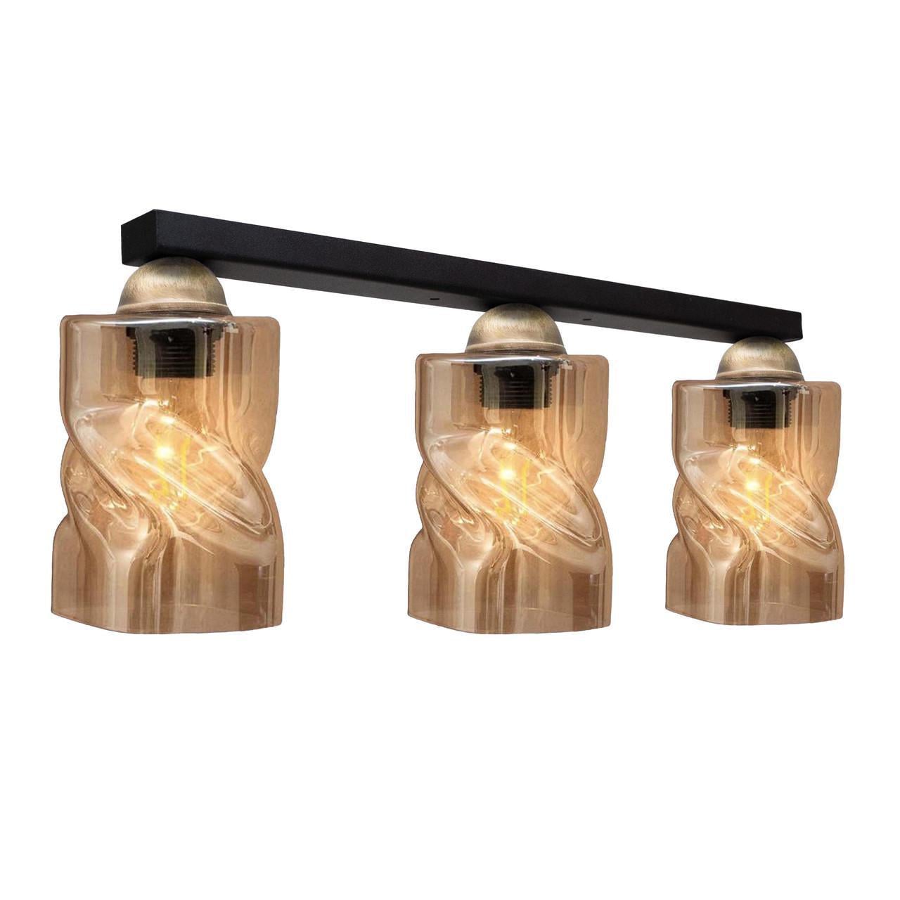 Стельовий світильник MSK ELECTRIC Tornado під три лампи Е27 Чорний/Золотий (PL 202452-3 BK) Стельовий світильник MSK ELECTRIC Tornado під три лампи Е27 Чорний/Золотий (PL 202452-3 BK)