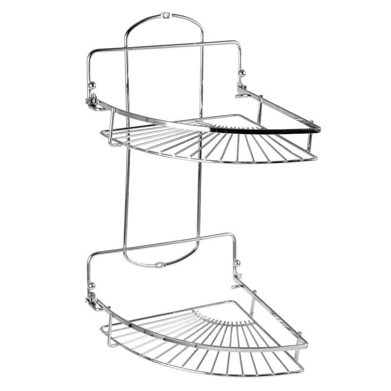 Полка для ванной комнаты Arino двойная угловая Хром