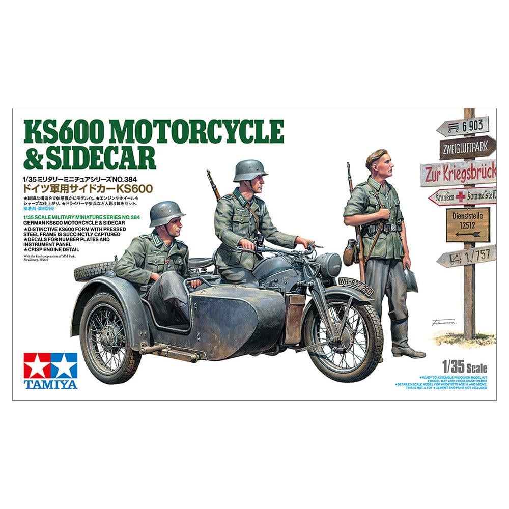 Збірна модель Tamiya Німецький мотоцикл з коляскою 1:35 KS600 & Sidecar (35384-000)