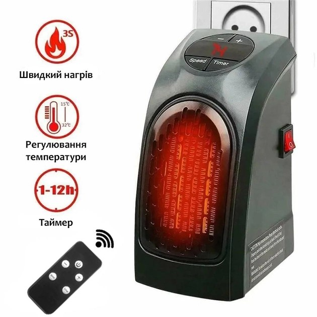 Тепловентилятор з пультом Handy Heater 400 Вт (14227272) - фото 2