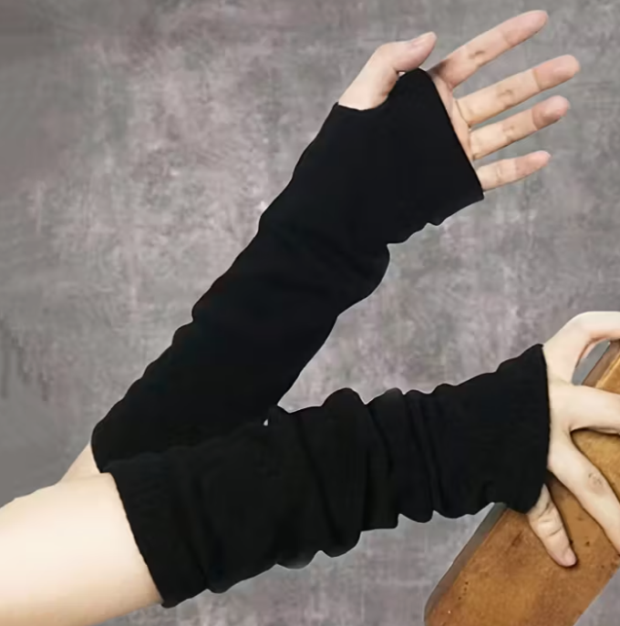 Перчатки-митенки женские с длинными рукавами без пальцев для запястья и локтя One Size (1312/2) - фото 3