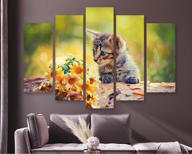 Модульная картина на холсте из пяти частей KIL Art Котёнок 137x85 см (M51_L_81)