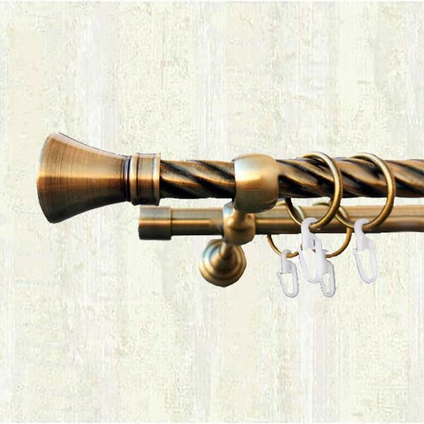 Карниз для штор Orvit Люксор крученая двухрядный 25/19 мм 160 см Антик (000-6022)