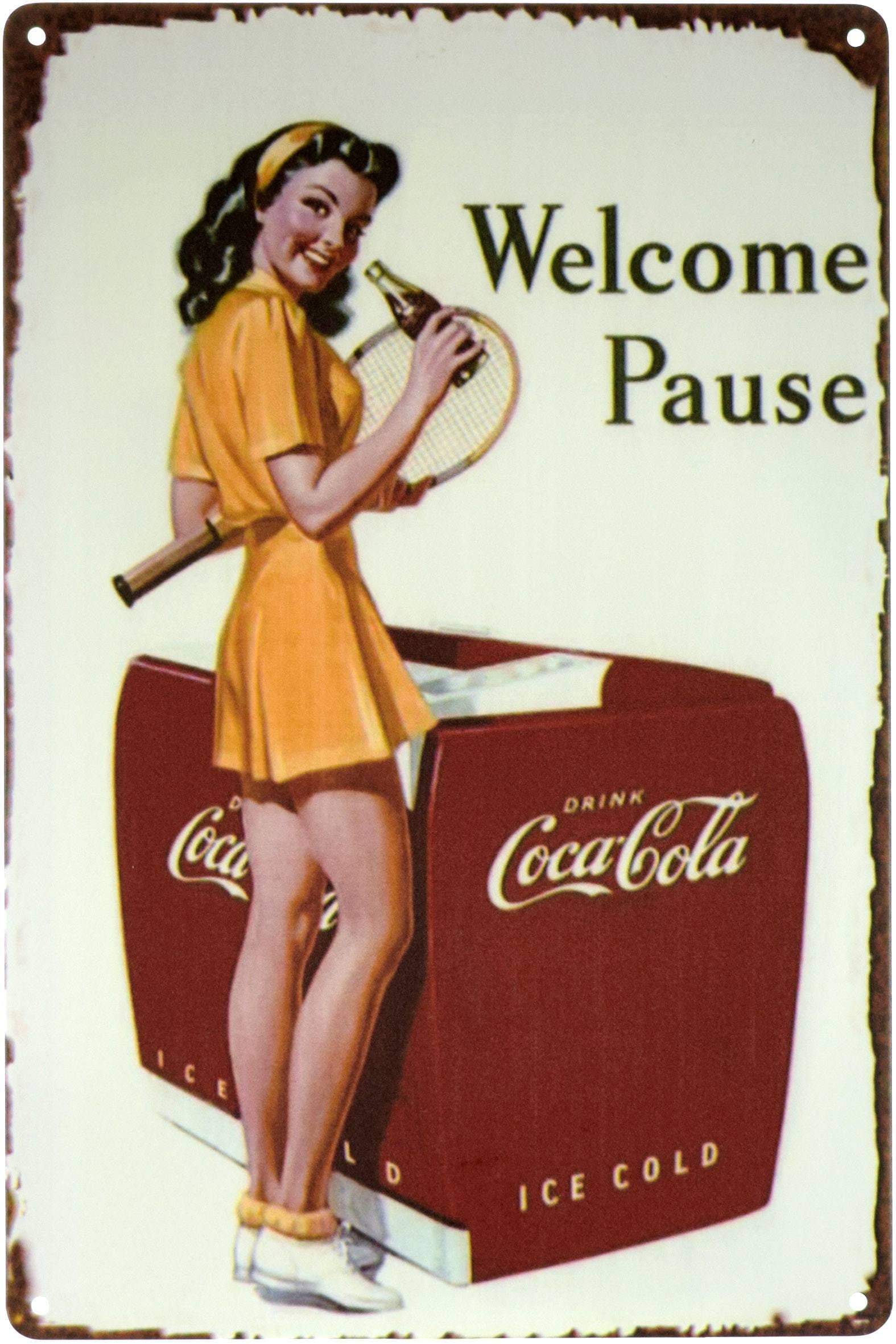 Табличка металлическая Кока-Кола/Welcome Pause Coca-Cola 20x30 см