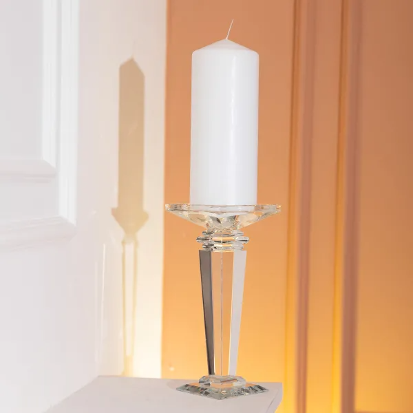 Подсвечник стеклянный Sylvie crystal с квадратным основанием 22,5 см Прозрачный - фото 5