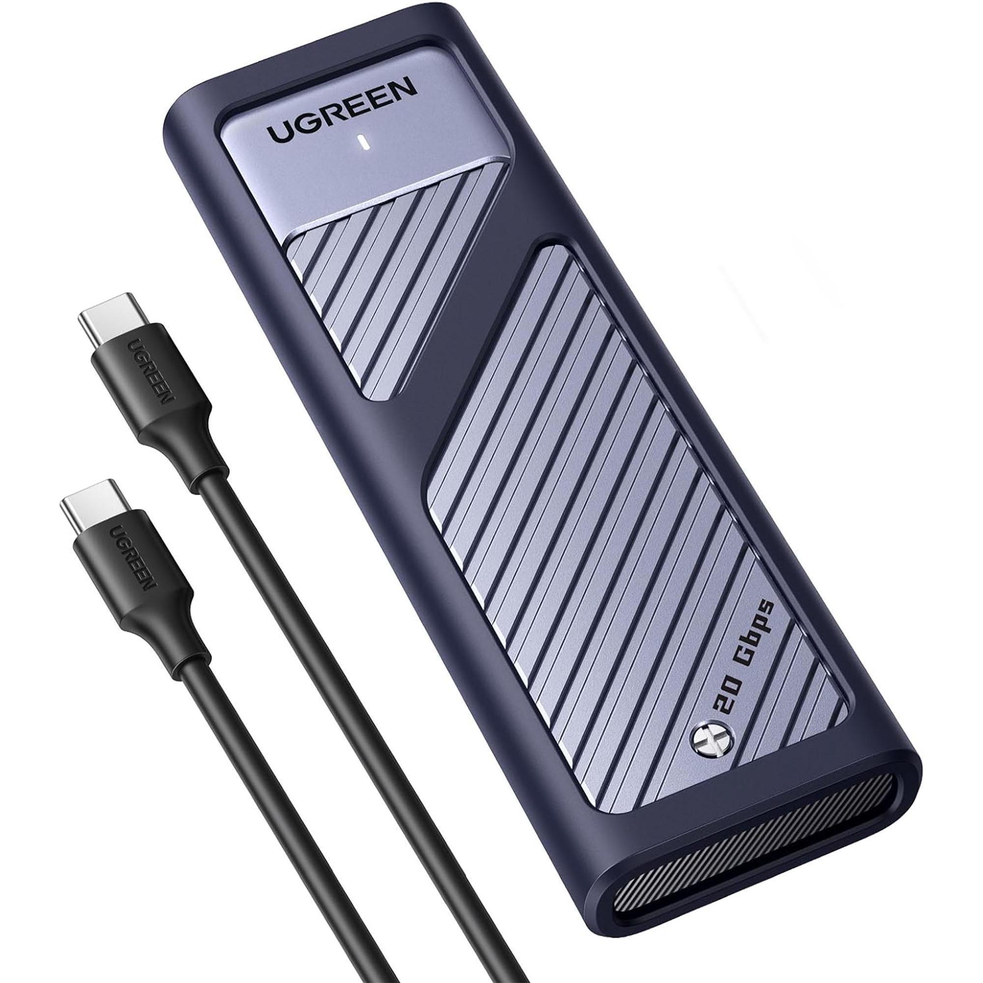 Корпус UGREEN для M.2 NVME та SATA SSD дисків 20 Гбіт/с з Кабелем M та B&M 2280/2230/ 2242/2260 для PCI-e та NGFF Сріблястий (35576)