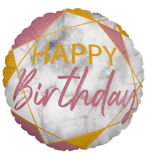 Воздушный шар 45 см Розовый мрамор (12374047)