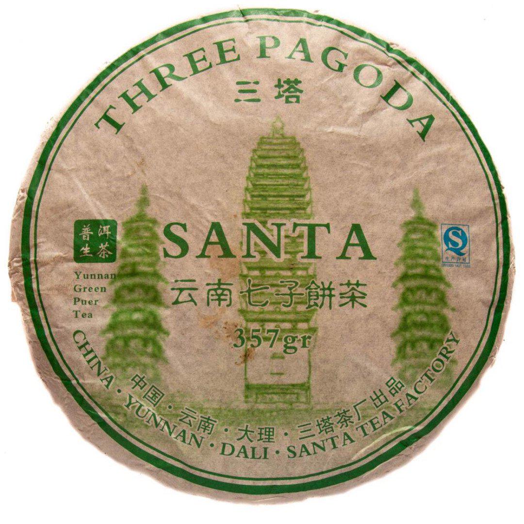 Чай Шен Пуер Три Пагоди (Santa / Three Pagoda 2021 р. млинець 357 г) (2824400911258)