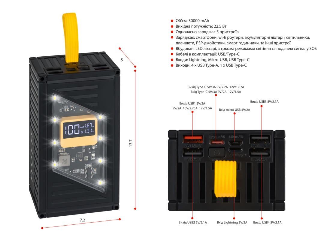 Повербанк Aura NRG-P30 30000 mAh 22,5W Black - фото 2