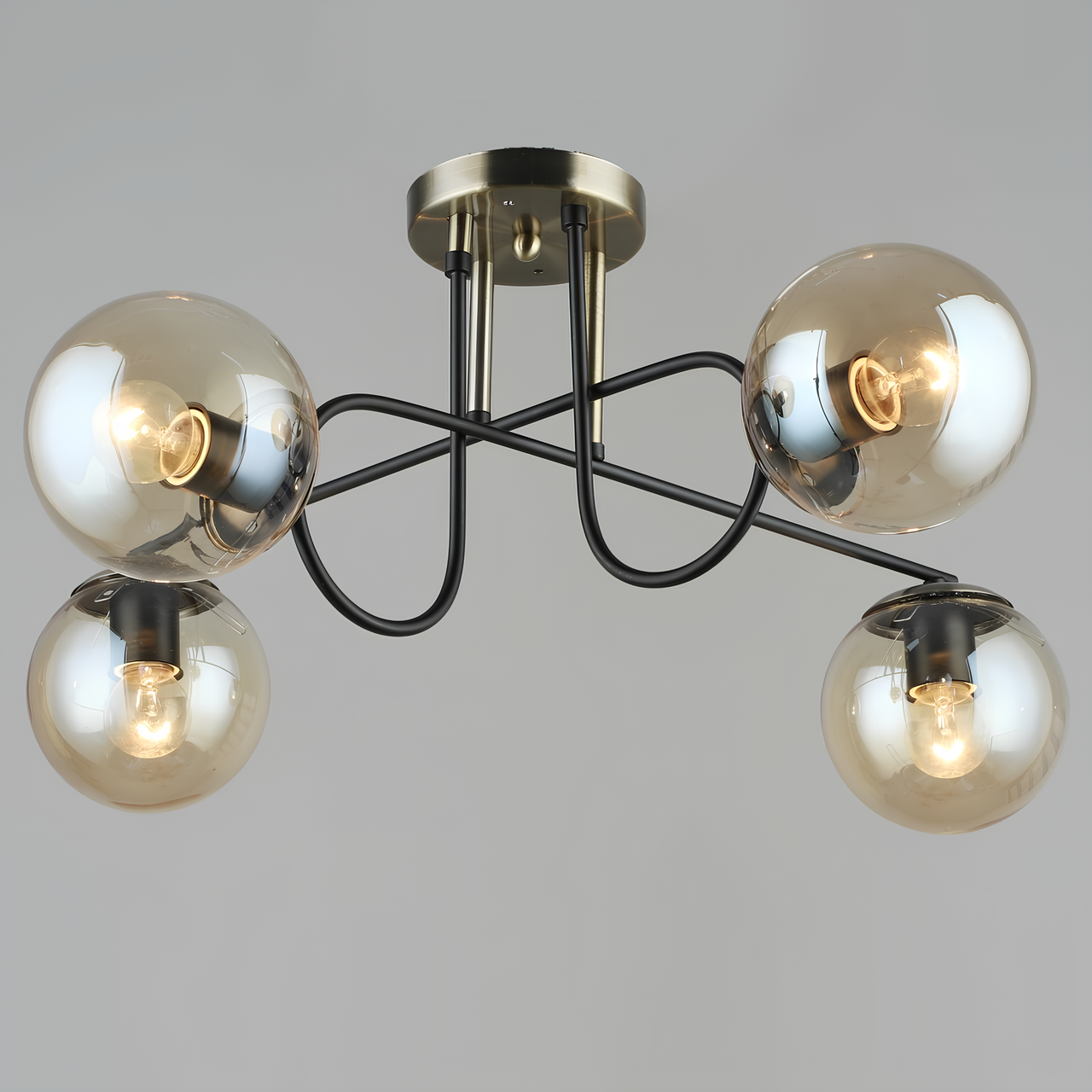 Люстра Sirius на чотири плафони під лампу Е27 Чорний/Бронзовий (B A4243/4 BK+AB)