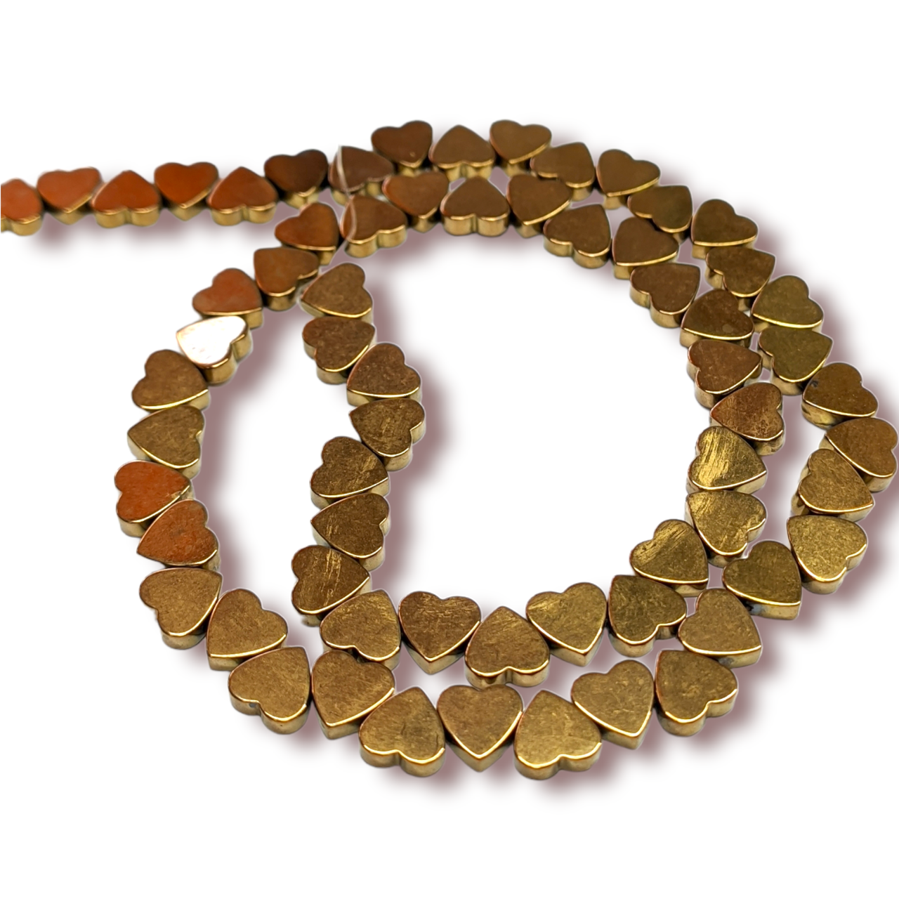 Бусины Сердце Гематит 6х2 мм Рондель Боковое отверстие нить 40 см Темное золото (БГ0602с08)