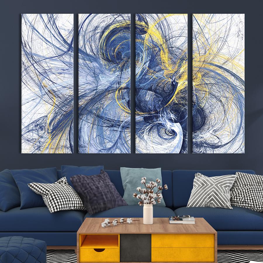 Картина модульная из 4 частей Синие выхри на белом фоне M 89x53 см (18-41) Картина модульная из 4 частей Синие выхри на белом фоне M 89x53 см (18-41)