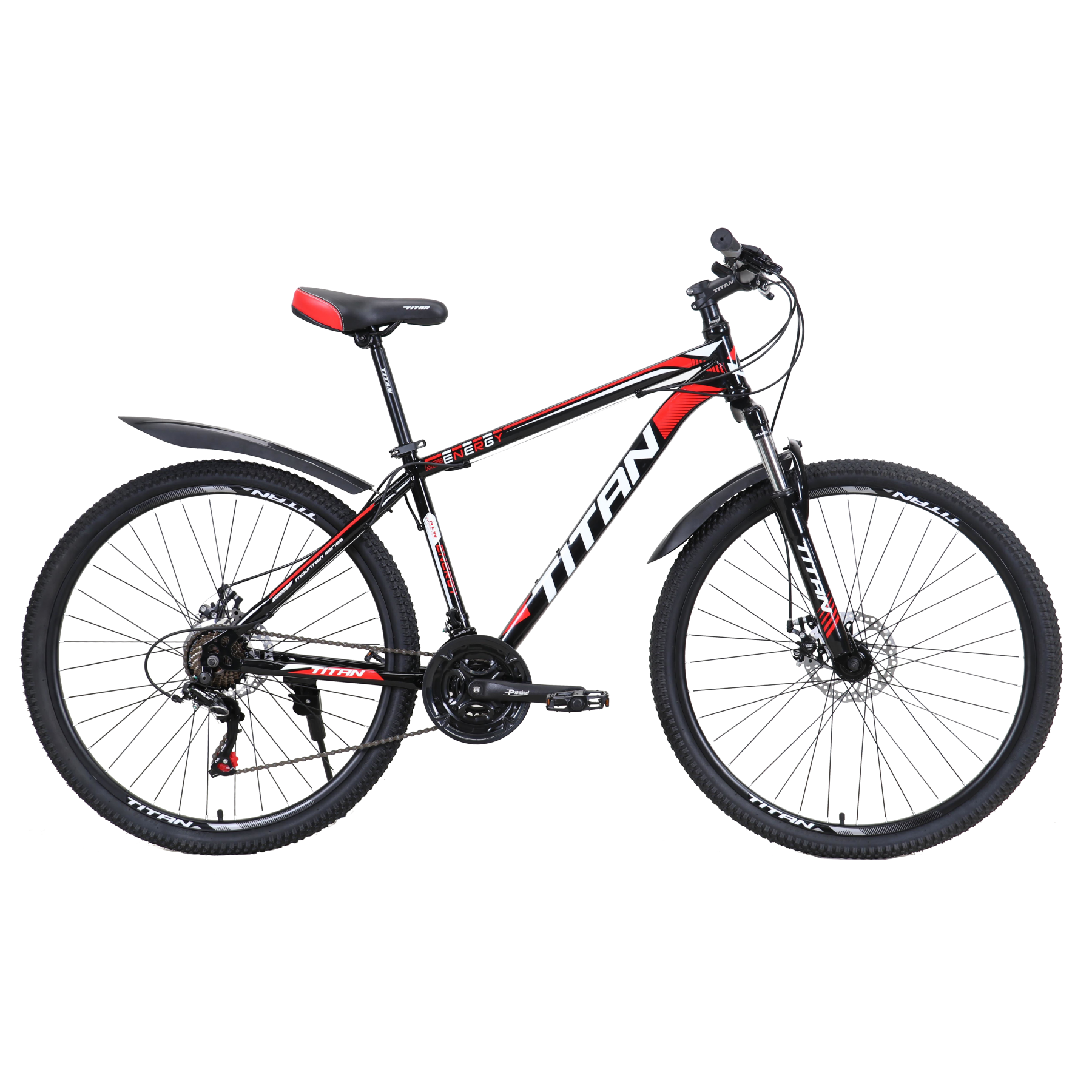 Велосипед гірський Titan Energy 27,5" 20" Чорний/Червоний (17902f21)