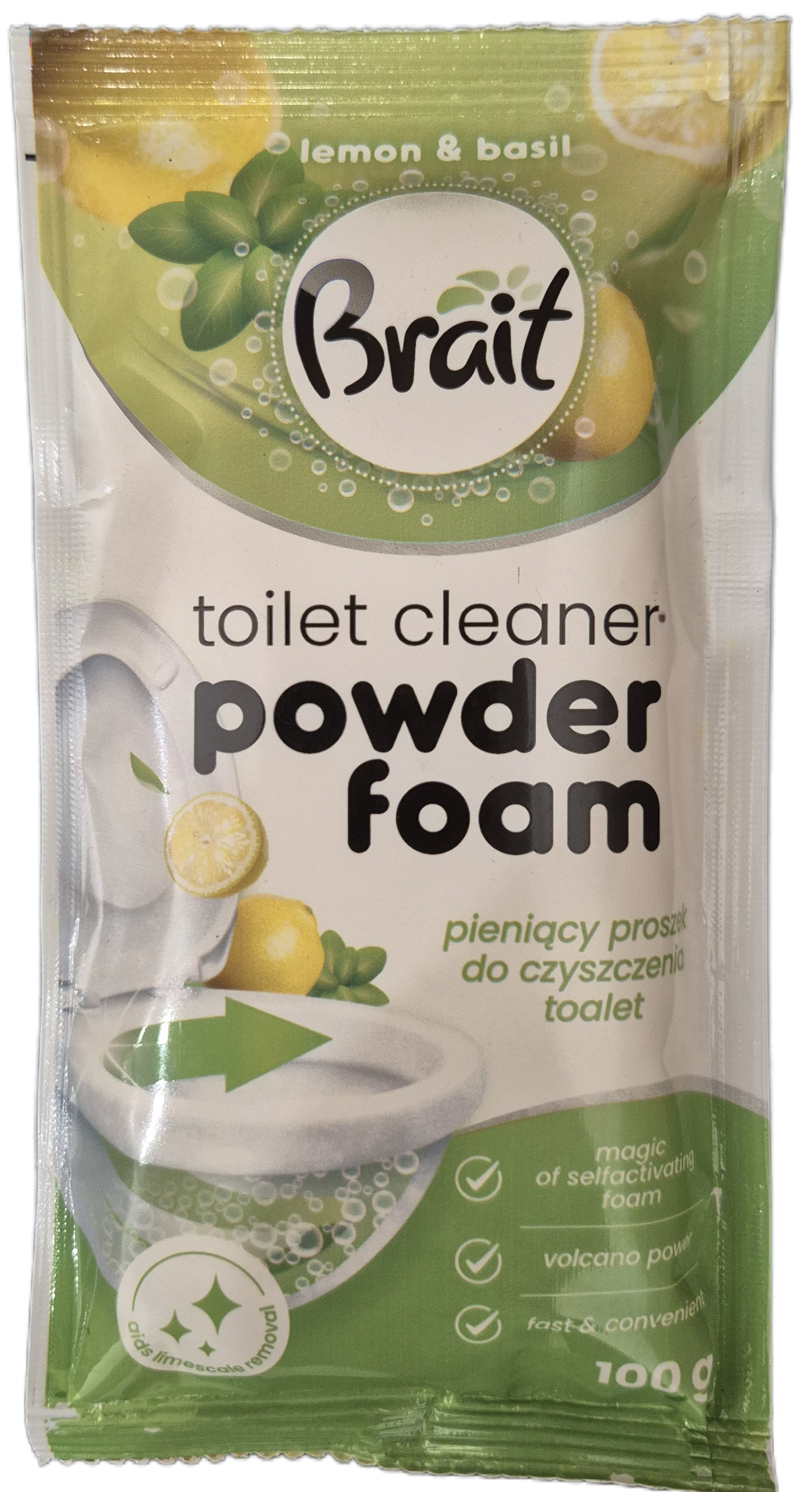 Порошок для чистки унитаза Brait Powder Foam Lemon & Basil 100 г (N-2669)