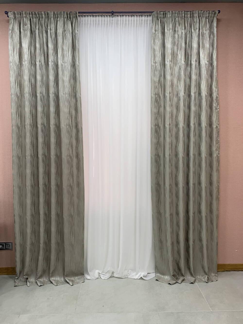 Шторы сатиновые 1,4 м 2 шт. Коричневый (000101649)