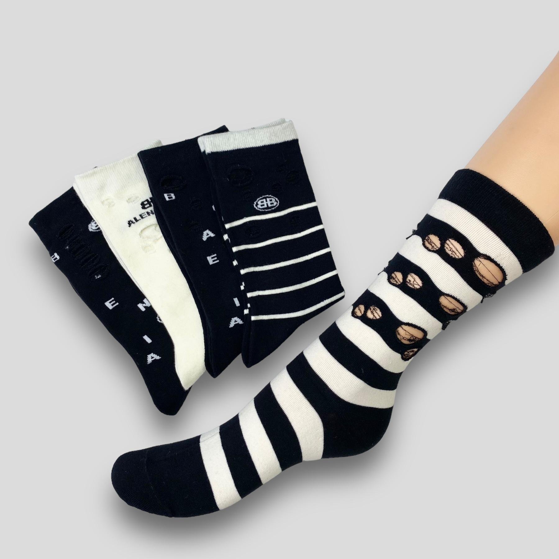 Носки женские со рваным эффектом 5 пар Черно-белый (I3-JBY592) Носки женские со рваным эффектом 5 пар Черно-белый (I3-JBY592)