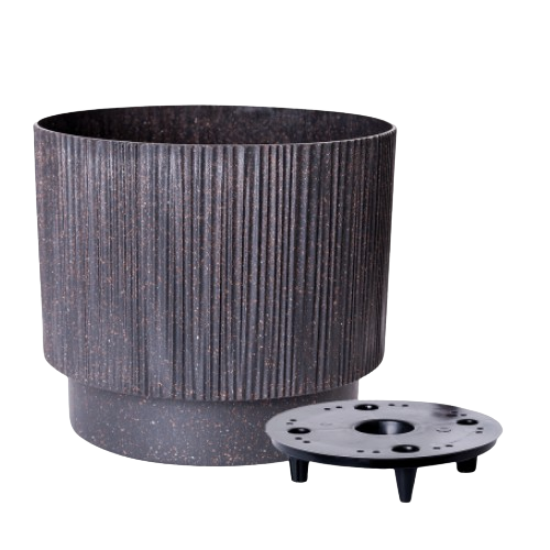 Вазон Алеана WOOD Осло со вставкой 30 см гранит (УТ000103187)