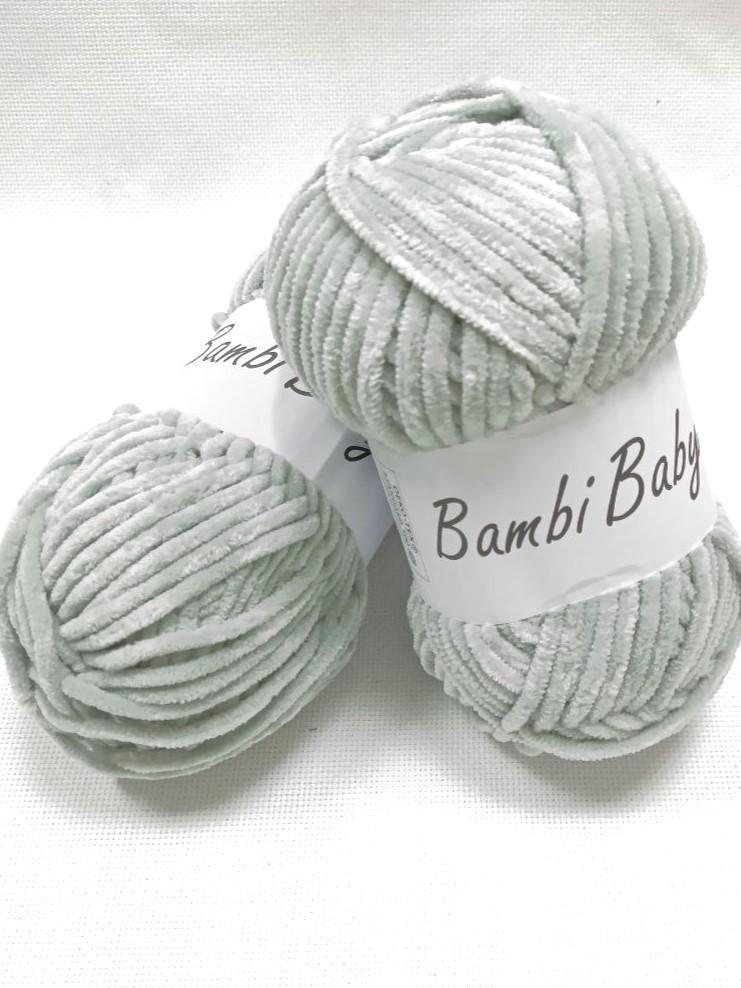 Пряжа плюшевая Bambi Babi велюр 100 г 110 м Светло-серый 09 (2308527268)