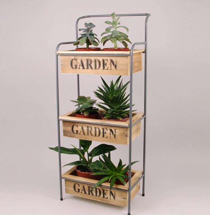 Подставка декоративная металлическая из деревянных кашпо GARDEN 88 см (45407)