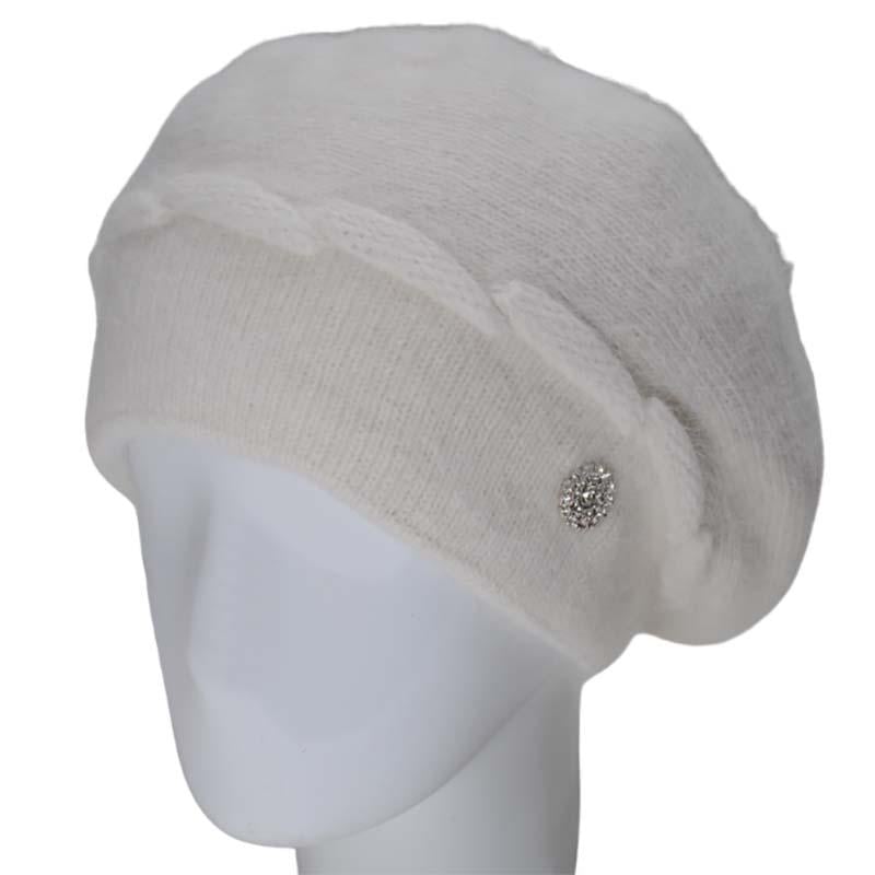 Берет жіночий Novita Динара ангоровий зимовий Молочний (118715)