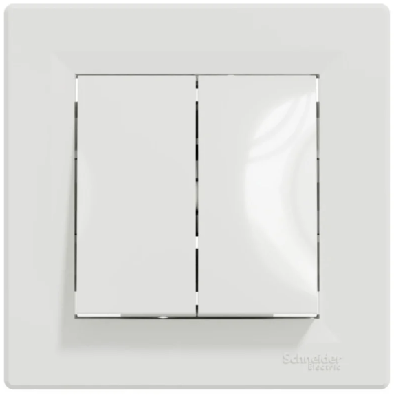 Выключатель двухклавишный Schneider Asfora с рамкой Белый (27611510)