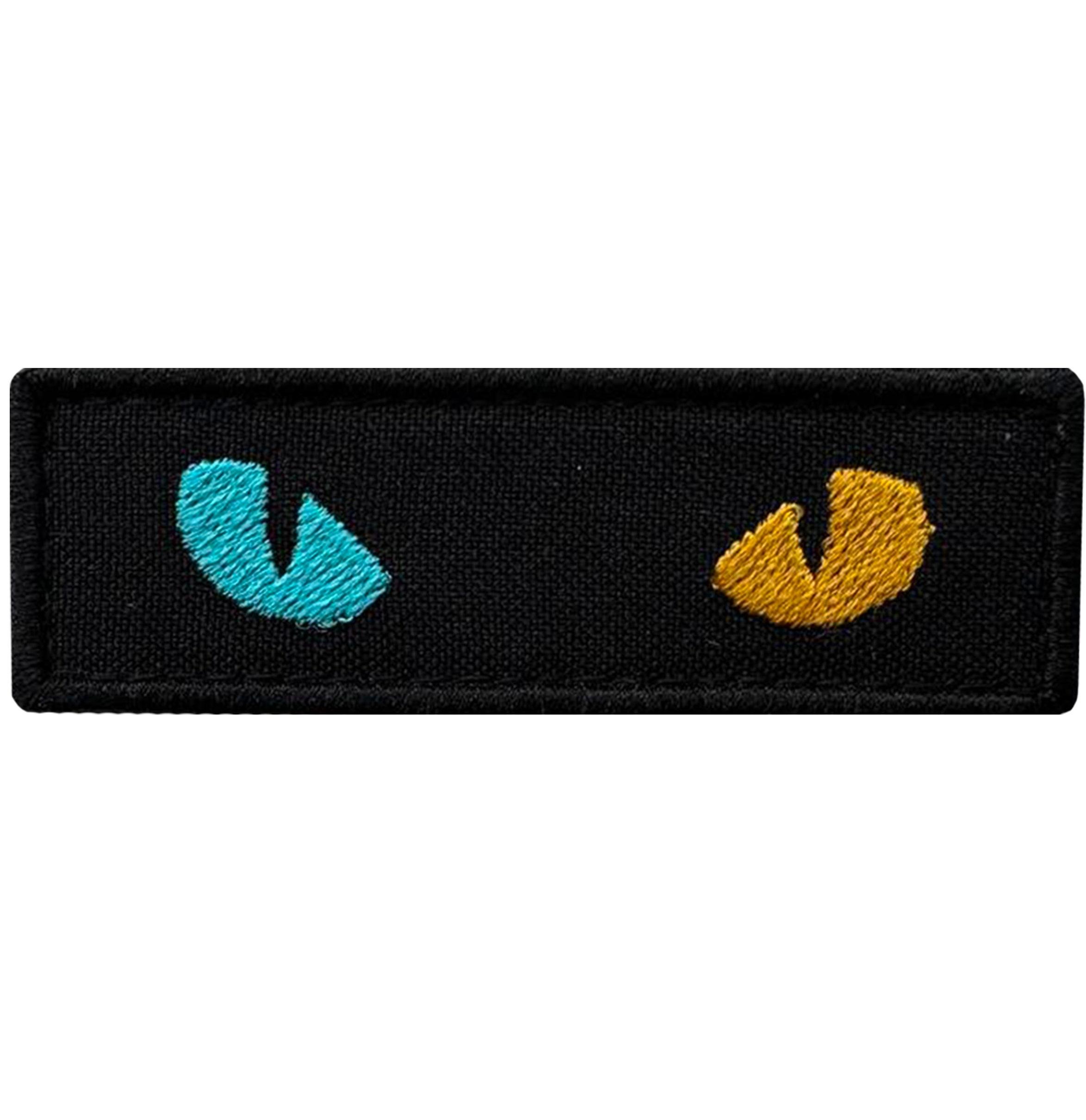 Шеврон вишитий Очі кішки синьо-жовті на липучці Чорний (OCHIKIT)