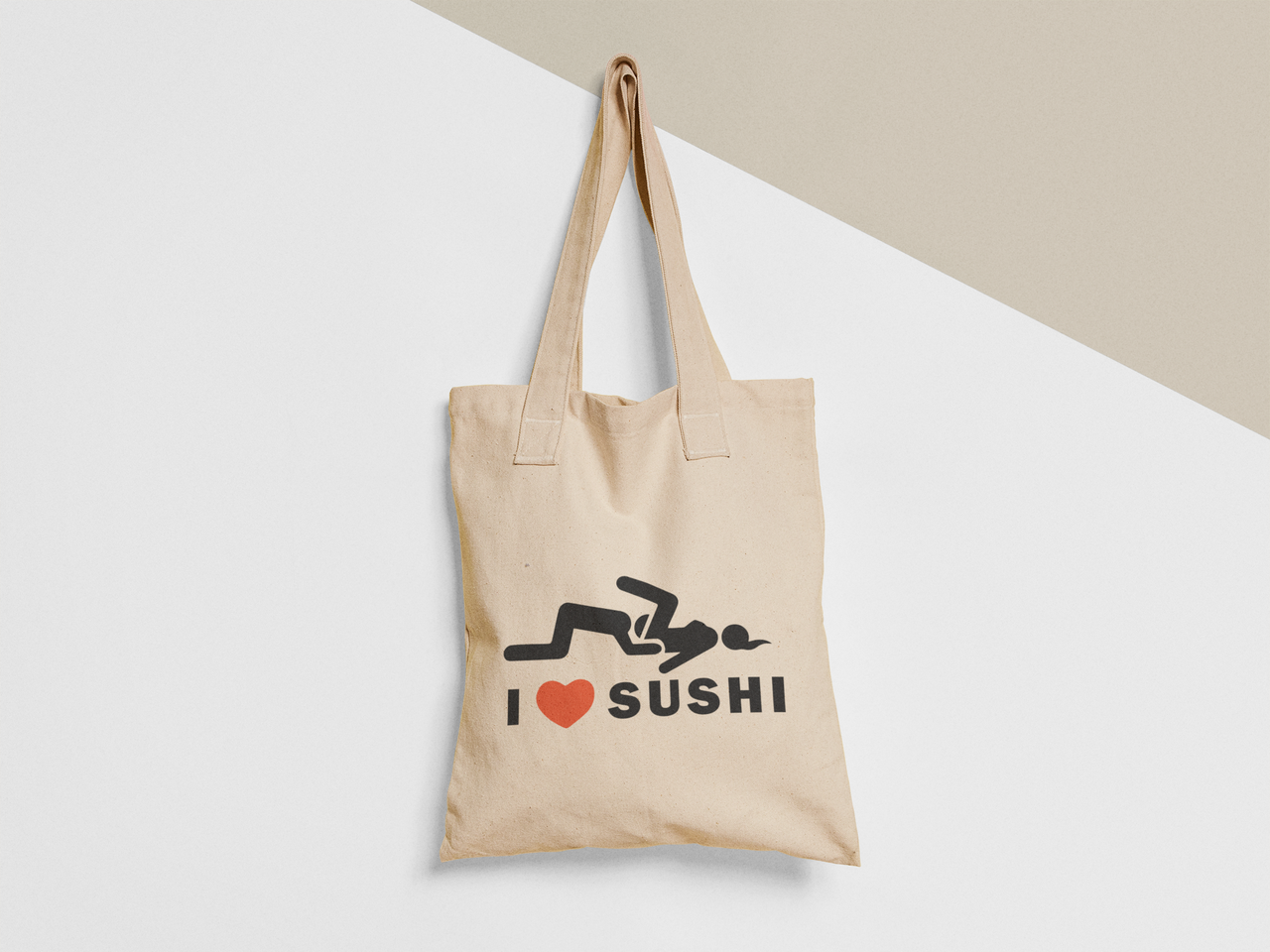 Еко-торба шопер з принтом "I love sushi" 38х40 см Бежевий (ПН366-Т)