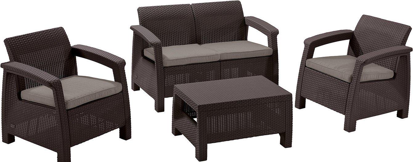 Набір садових меблів Keter Corfu set Коричневий (2326)