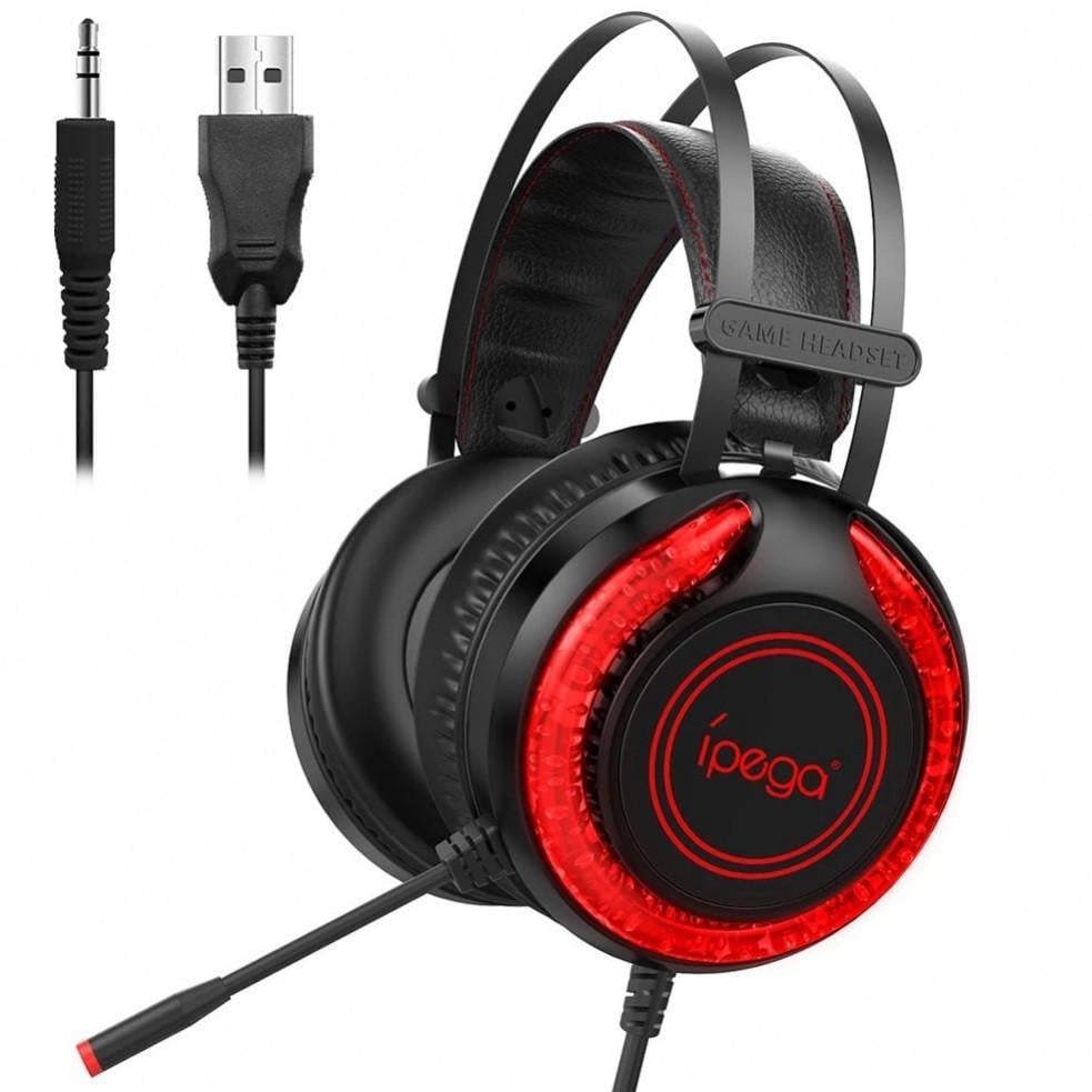 Наушники игровые iPega LED PG-R015 20 МВт черно-красные