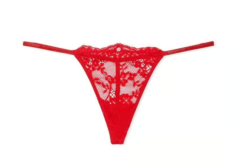 Трусики-стрінги жіночі мереживні зі стразами Victoria's Secret Dream Angels S Червоний (2781576616)