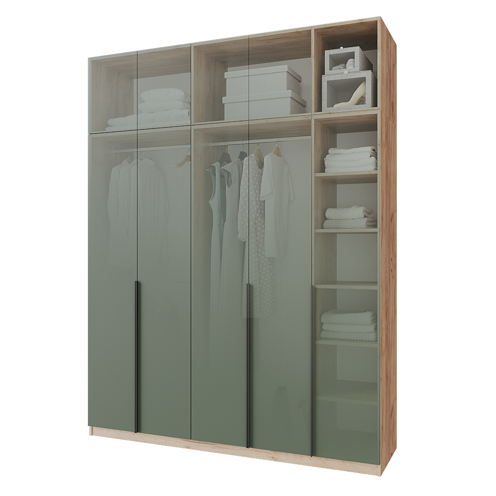 Шафа розпашна з антресолью Меблітренд Чиназес Чиа-2000.4 2000х500х2450 мм Дуб крафт золотий/Зелений димчастий (26862395) - фото 3 Шафа розпашна з антресолью Меблітренд Чиназес Чиа-2000.4 2000х500х2450 мм Дуб крафт золотий/Зелений димчастий (26862395) - фото 3